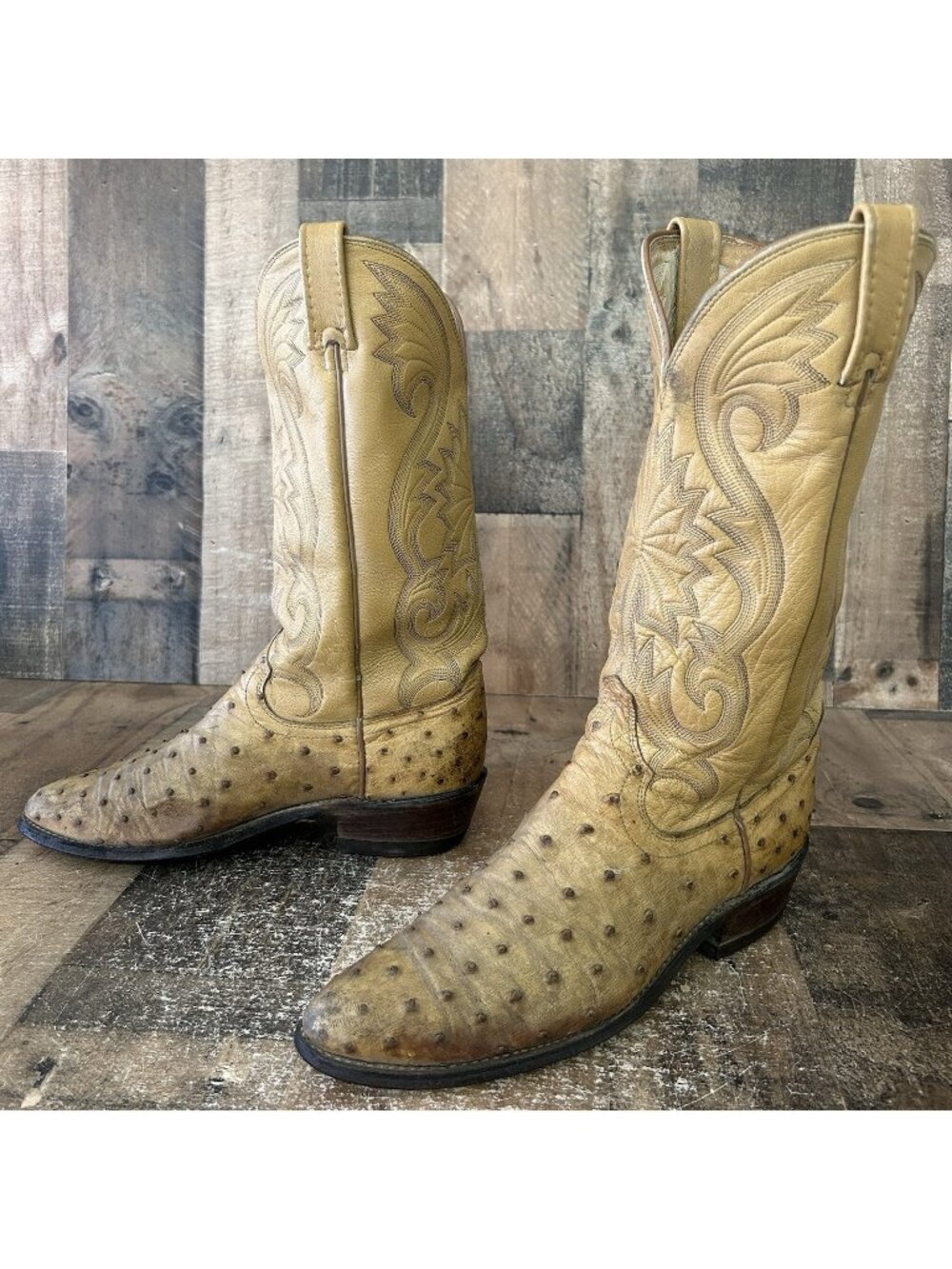Dan Post Vintage Full Quill Ostrich Western Cowboy Boots Mens 9.5 D
